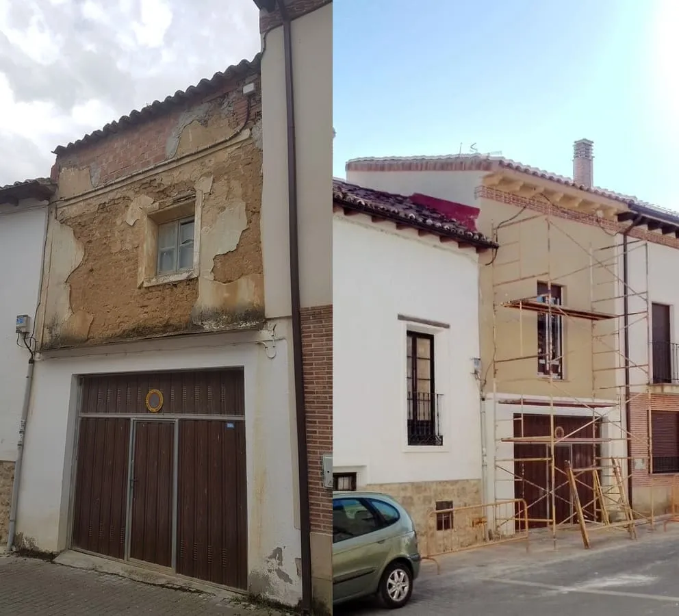rehabilitacion-casa-adobe-duenas-palencia-fachada-antes-y-despues